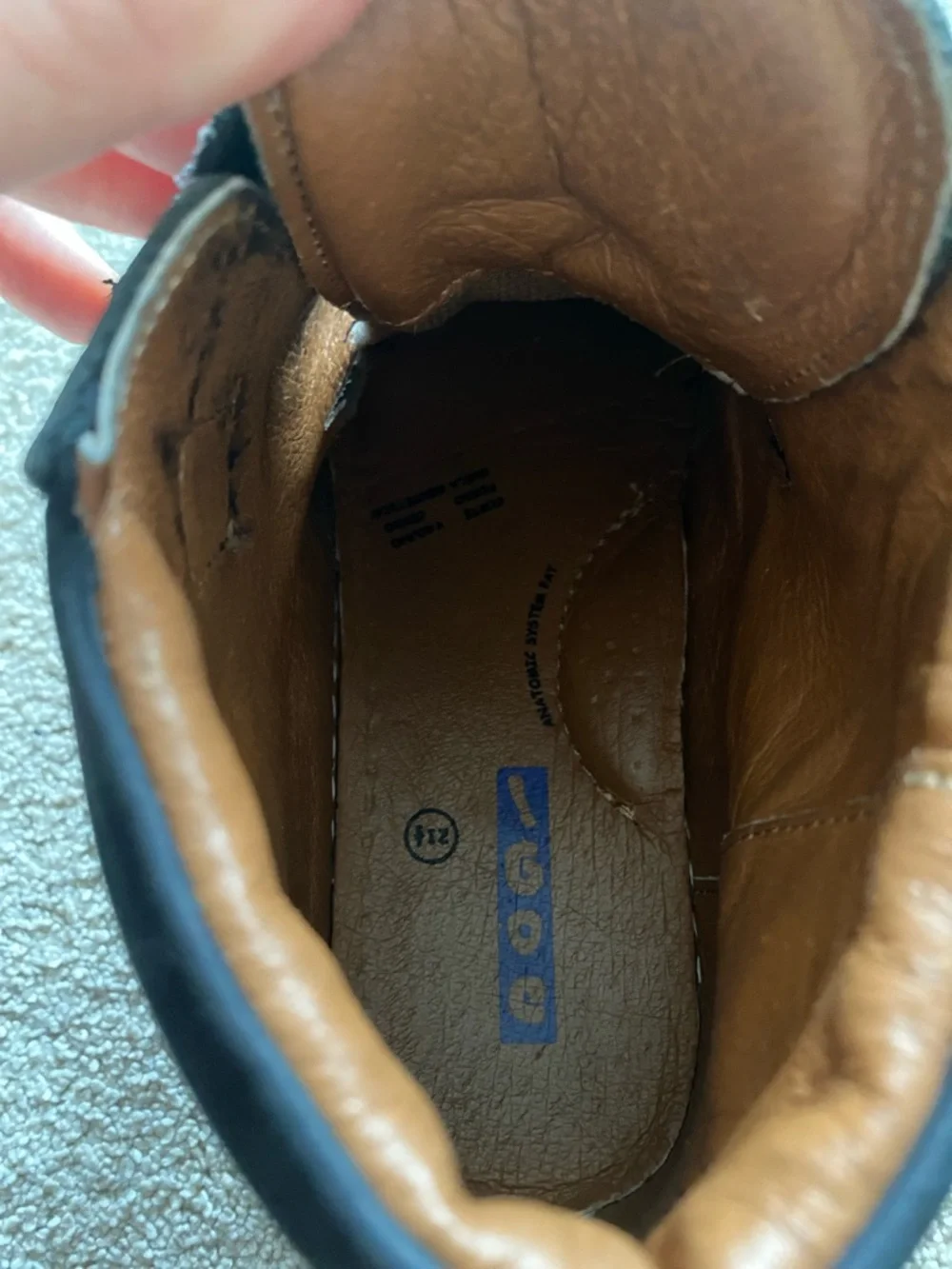 Kids Black Leather Velcro Shoes